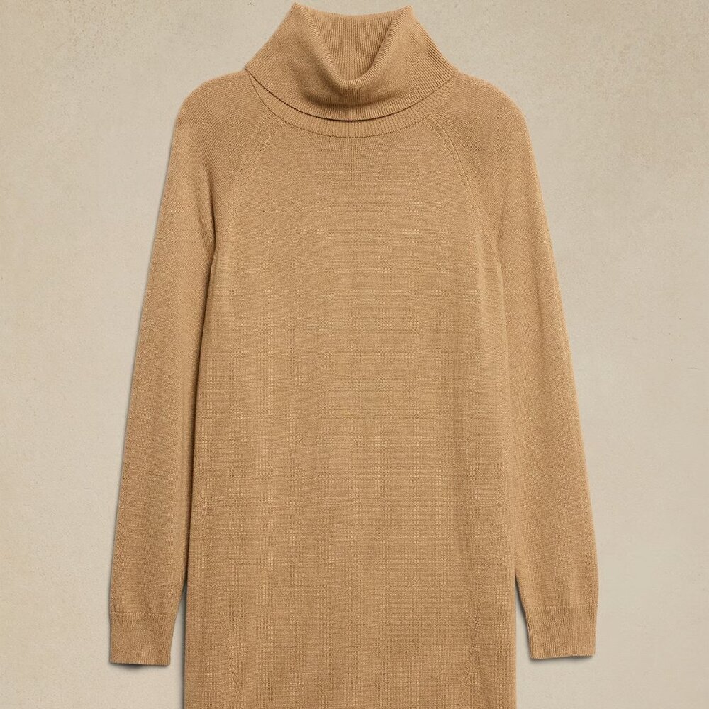 Banana Republic Camel Turtle-Neck Sweater Dress/NWT/S - Picture 4 of 15
